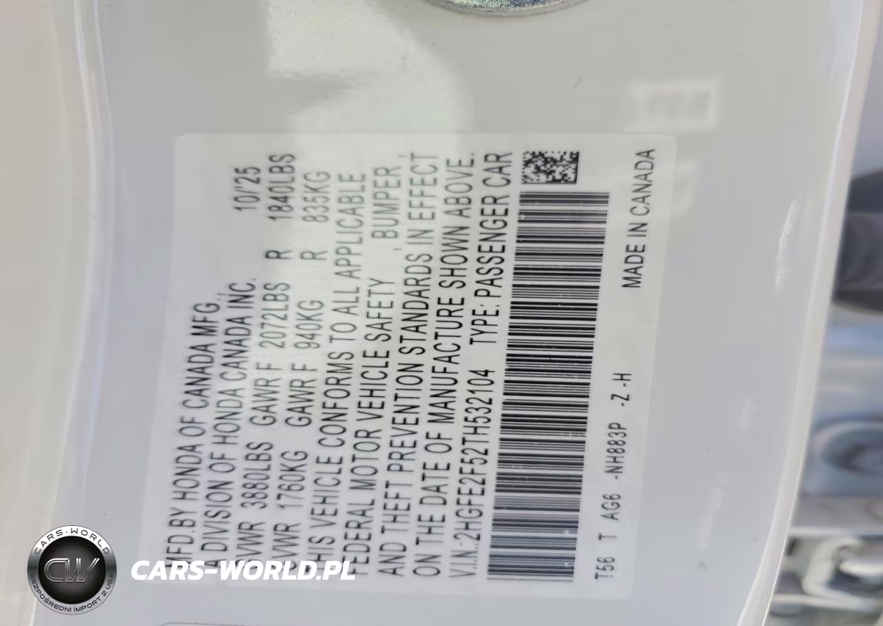 2026 Honda Civic Sport VIN:2HGFE2F52TH532104 - 12