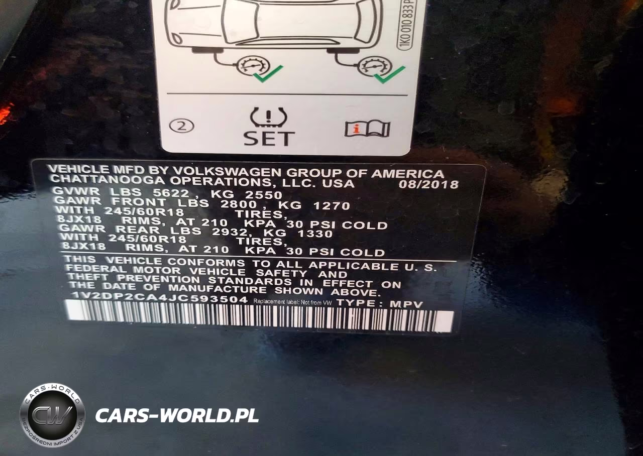 2018 Volkswagen Atlas Se VIN:1V2DP2CA4JC593504 - 13