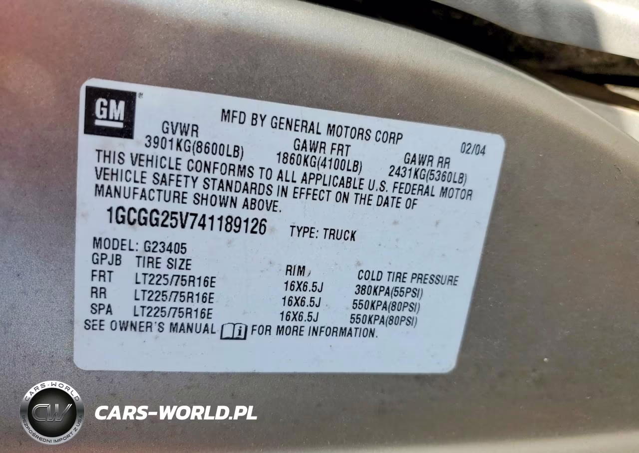 2004 Chevrolet Express G2500 VIN:1GCGG25V741189126 - 13