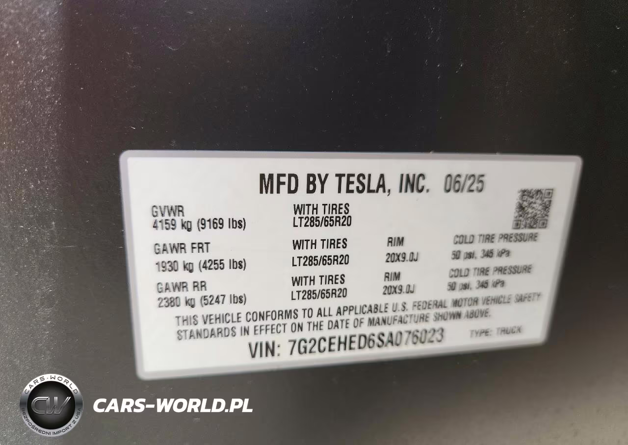 2025 Tesla Cybertruck VIN:7G2CEHED6SA076023 - 12
