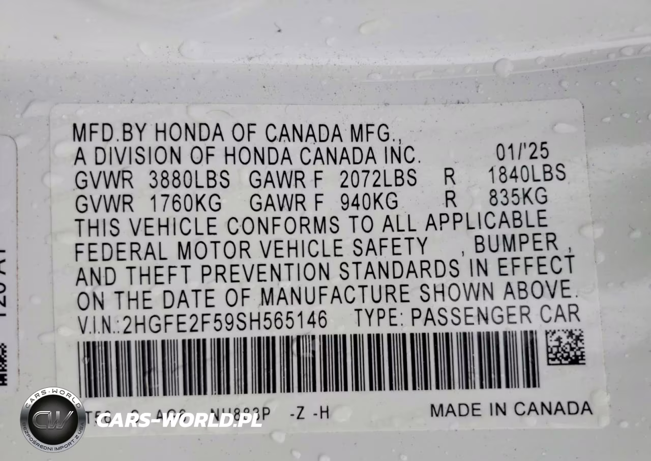 2025 Honda Civic Sport VIN:2HGFE2F59SH565146 - 12