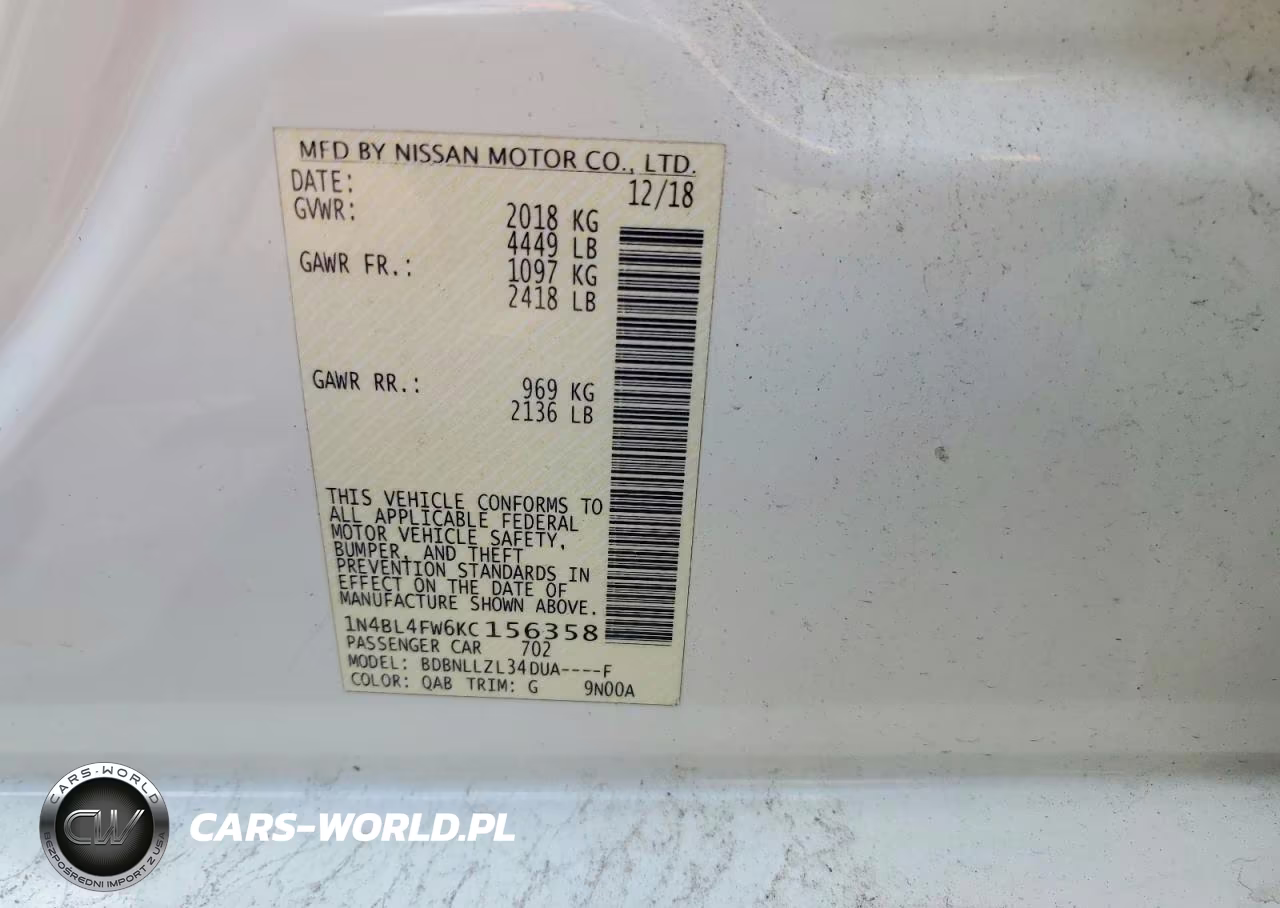 2019 Nissan Altima 2.5 Platinum VIN:1N4BL4FW6KC156358 - 12
