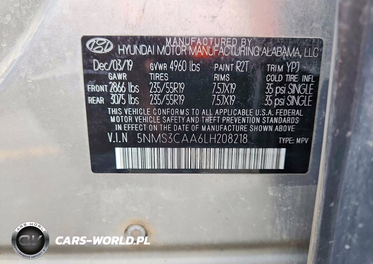2020 Hyundai Santa Fe Sel 2.0T VIN:5NMS3CAA6LH208218 - 13
