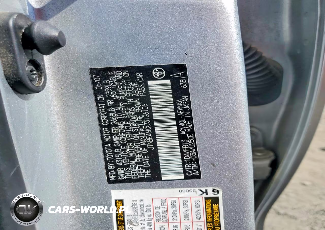2007 Toyota Camry Le VIN:JTNBE46KX73126106 - 12