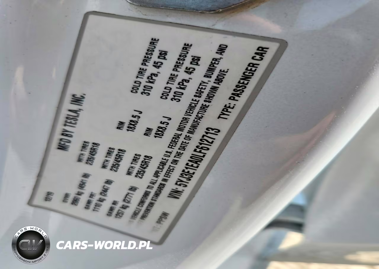 2020 Tesla Model 3 VIN:5YJ3E1EA0LF612713 - 12