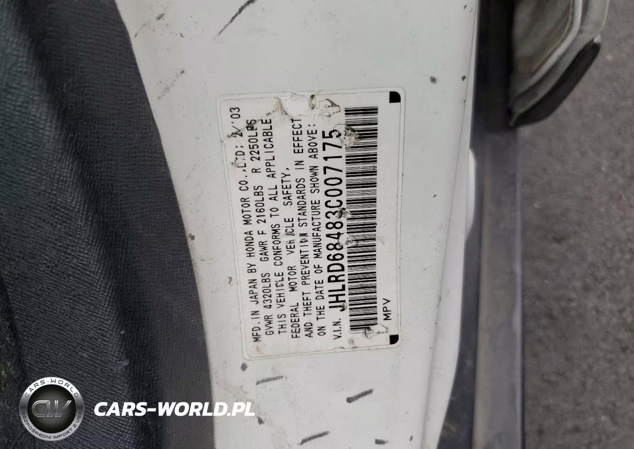 2003 Honda Cr-V Lx VIN:JHLRD68483C007175 - 12