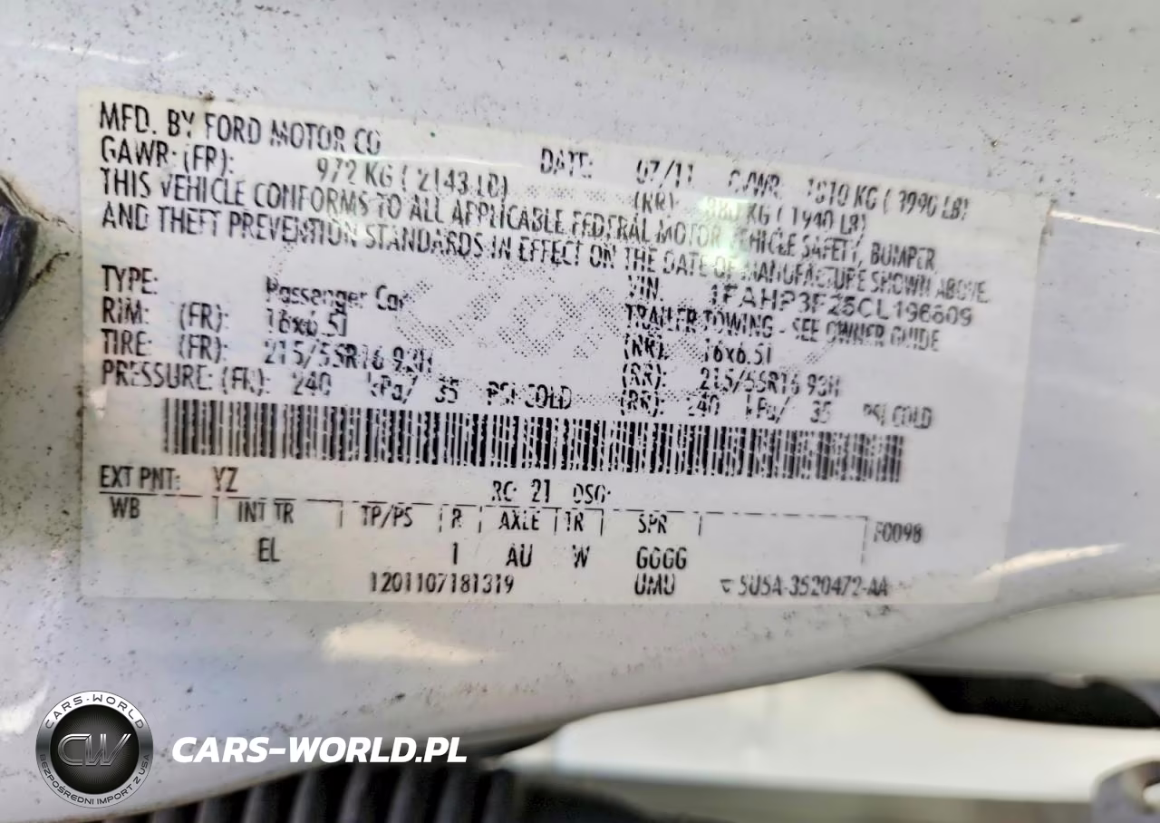 2012 Ford Focus Se VIN:1FAHP3F25CL196809 - 12