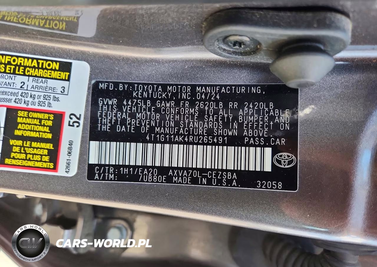 2024 Toyota Camry Se VIN:4T1G11AK4RU265491 - 12