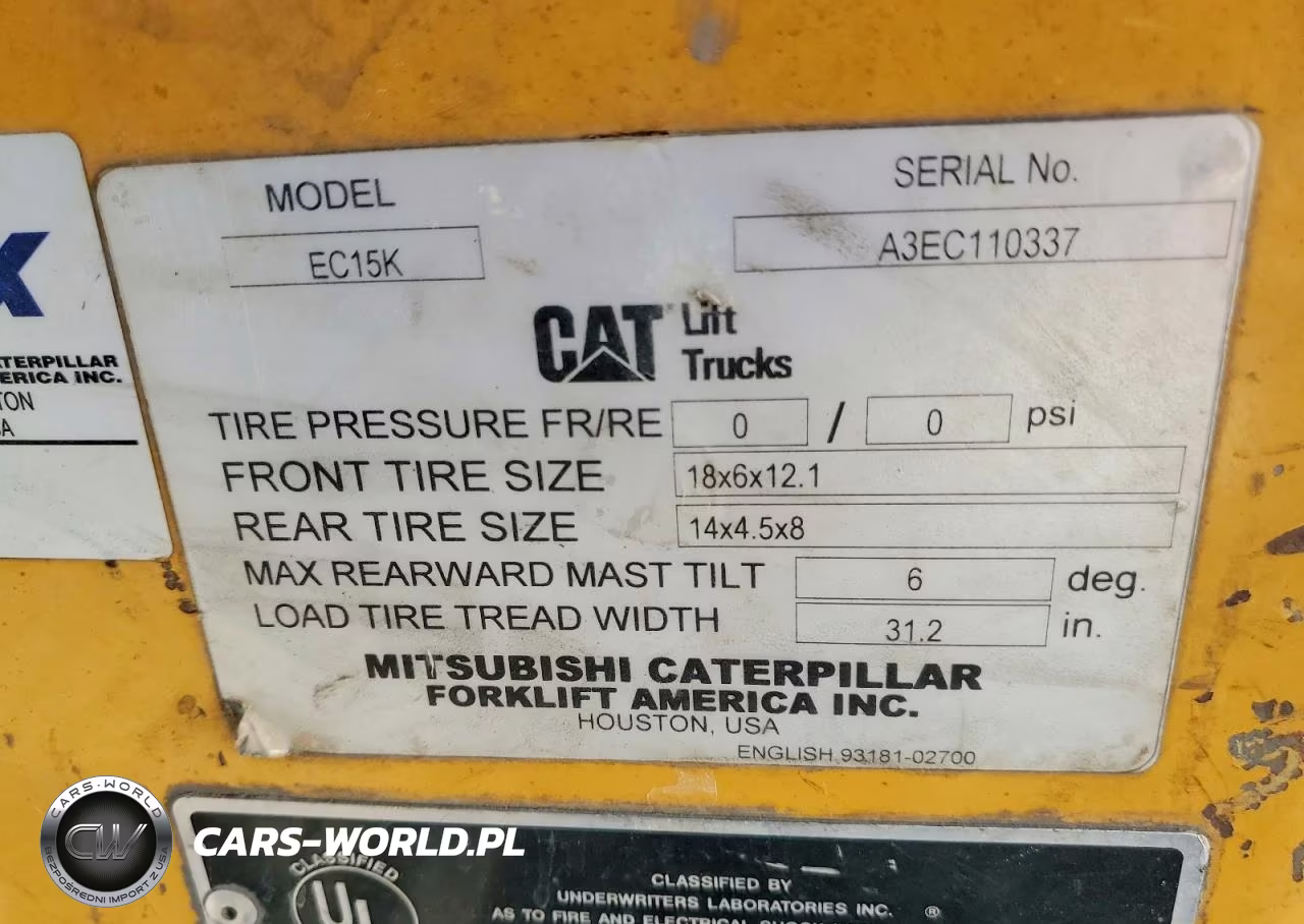 2003 Caterpillar Lift Ec15K VIN:A3EC110337 - 10