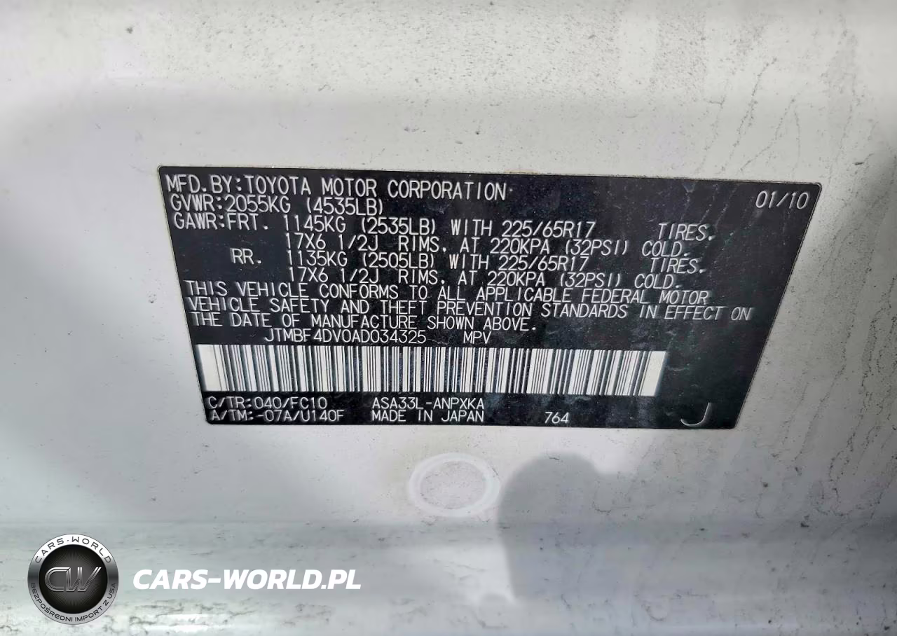 2010 Toyota Rav4 Base VIN:JTMBF4DV0AD034325 - 13