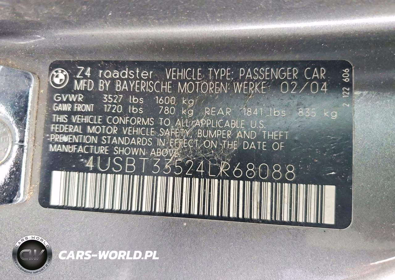 2004 BMW Z4 2.5 VIN:4USBT33524LR68088 - 12