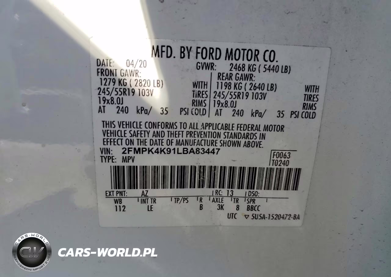 2020 Ford Edge Titanium VIN:2FMPK4K91LBA83447 - 13