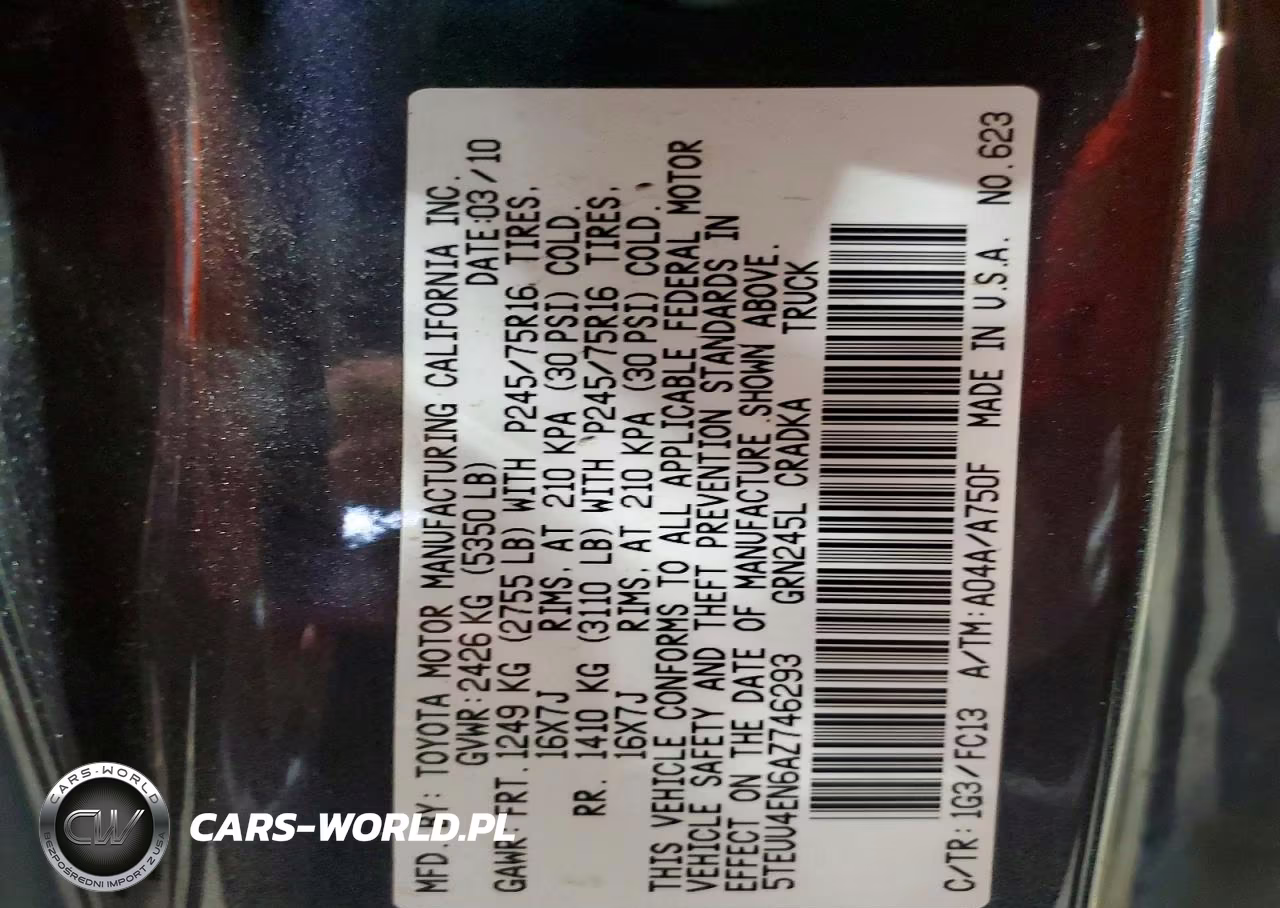 2010 Toyota Tacoma V6 VIN:5TEUU4EN6AZ746293 - 12
