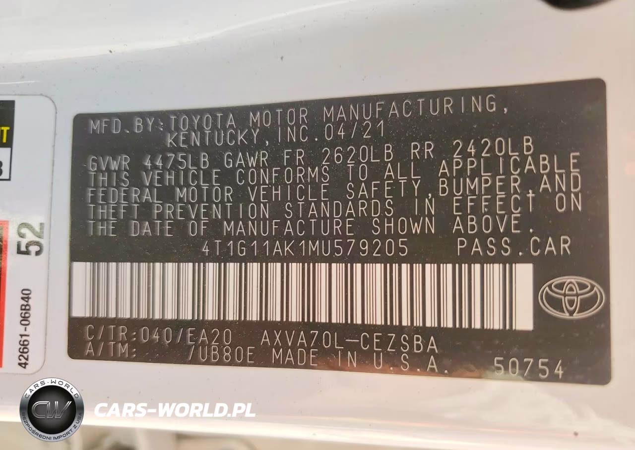 2021 Toyota Camry Se VIN:4T1G11AK1MU579205 - 12