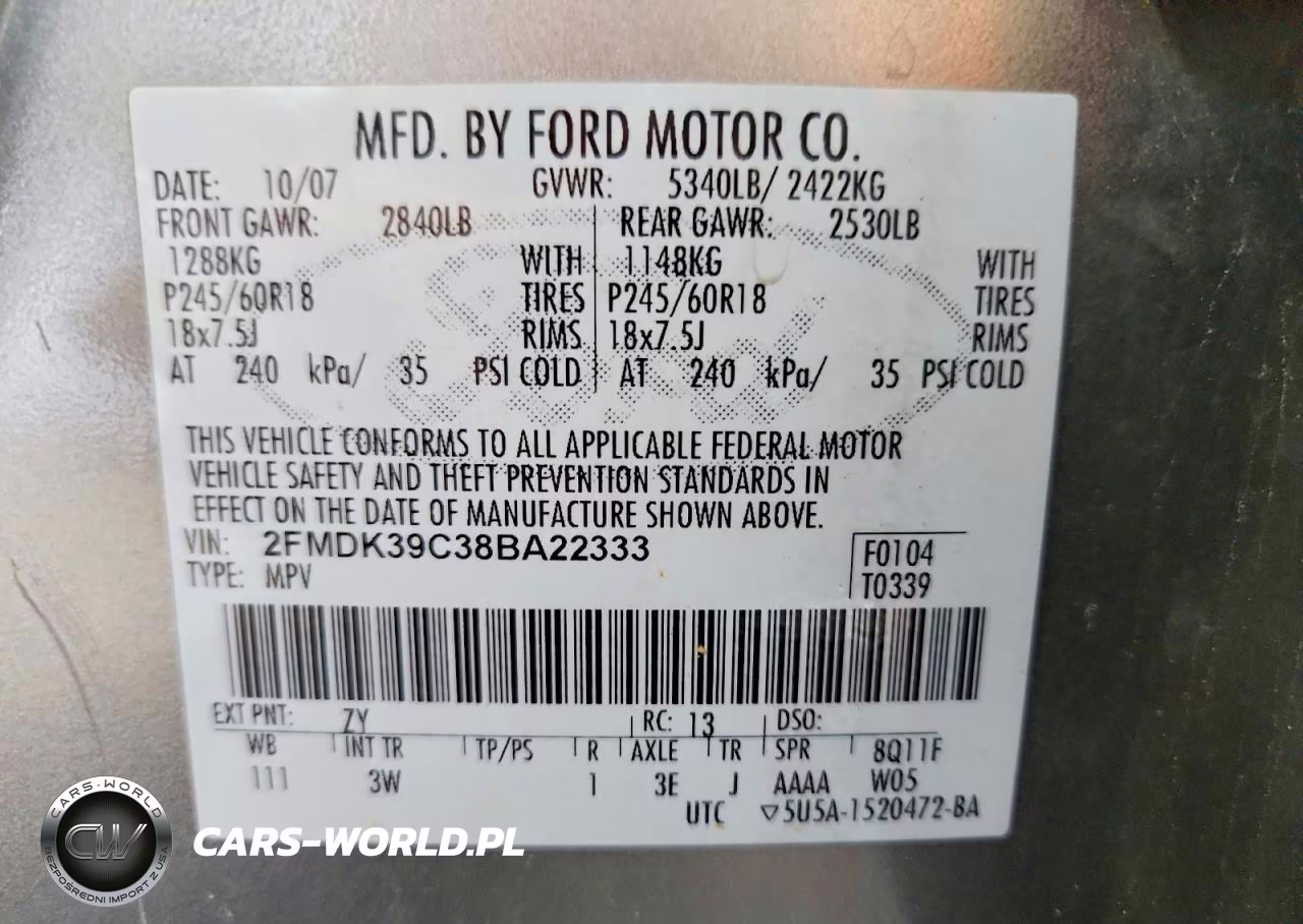 2008 Ford Edge Limited VIN:2FMDK39C38BA22333 - 14