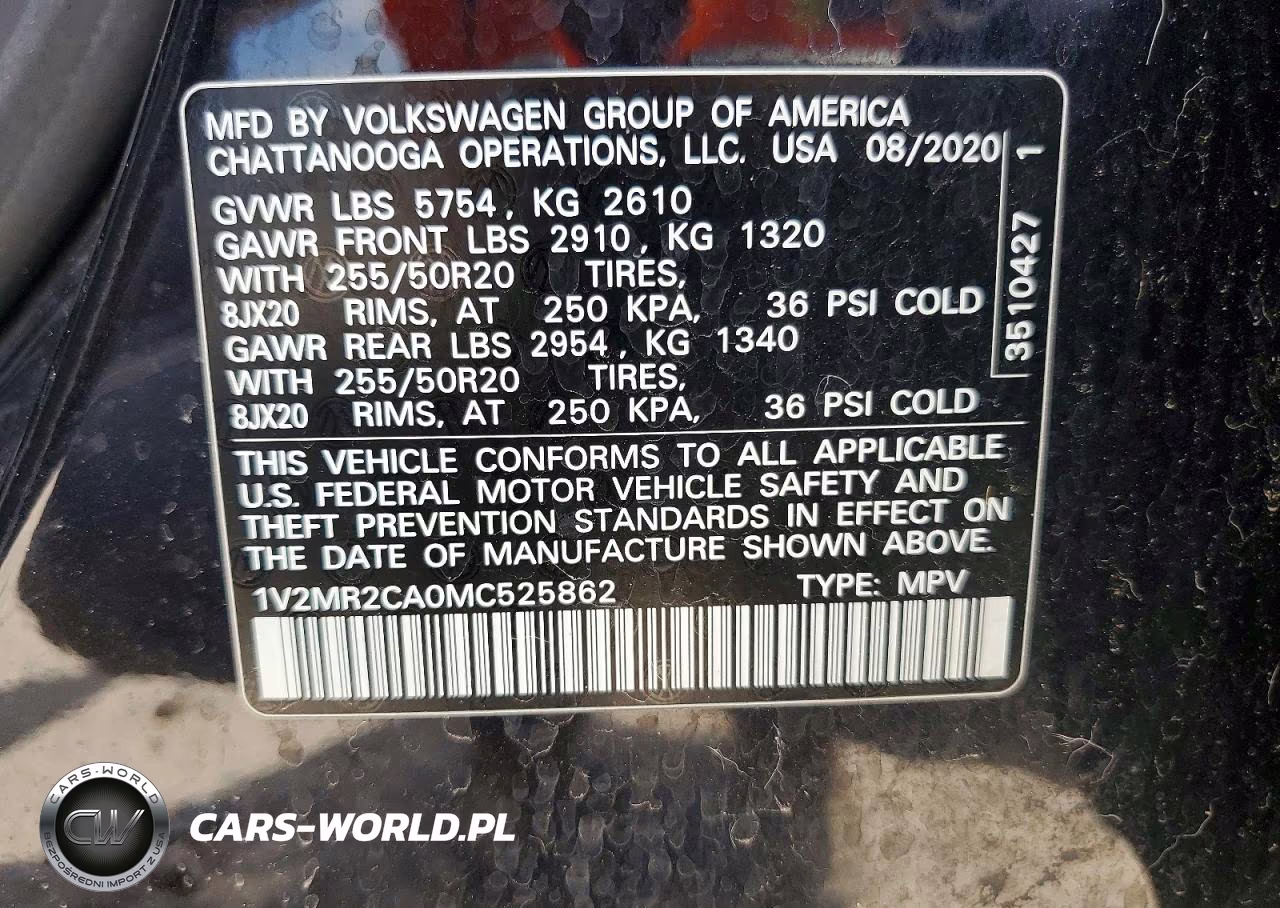 2021 Volkswagen Atlas 3.6L V6 Se W-Technology R-Line VIN:1V2MR2CA0MC525862 - 13