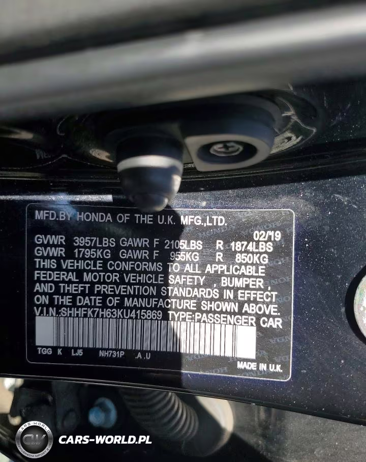 2019 Honda Civic Ex VIN:SHHFK7H63KU415869 - 12