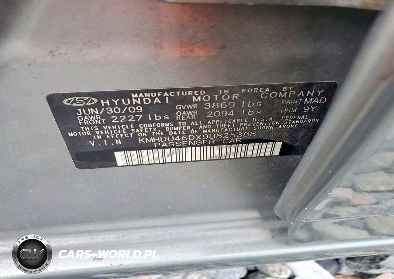 2009 Hyundai Elantra Gls VIN:KMHDU46DX9U825388 - 12