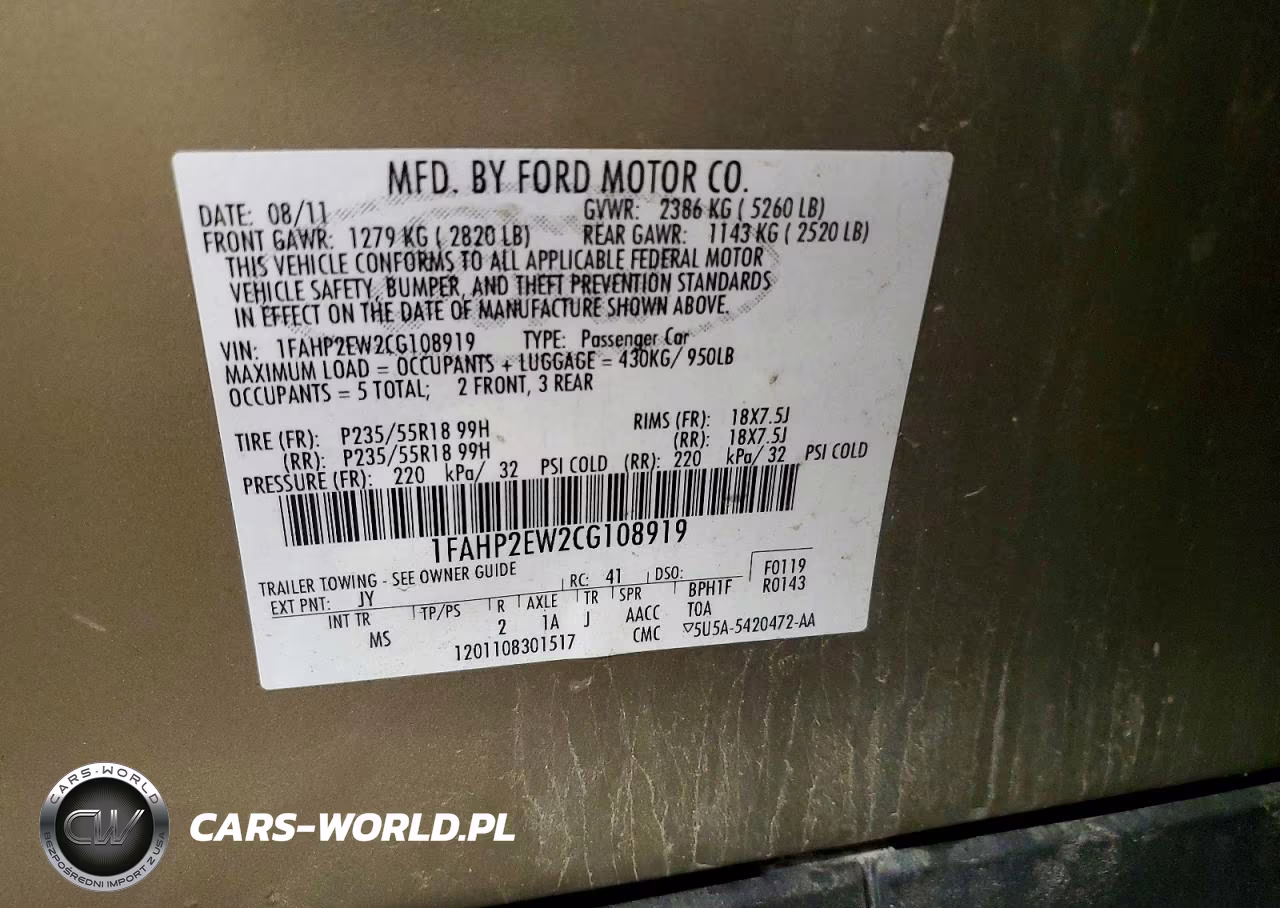 2012 Ford Taurus Sel VIN:1FAHP2EW2CG108919 - 12