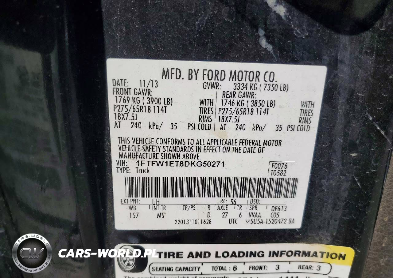 2013 Ford F150 Supercrew VIN:1FTFW1ET8DKG50271 - 12