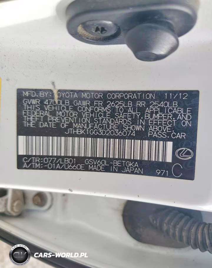 2013 Lexus Es 350 VIN:JTHBK1GG3D2036074 - 12
