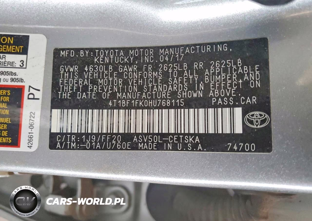 2017 Toyota Camry Se VIN:4T1BF1FK0HU768115 - 12