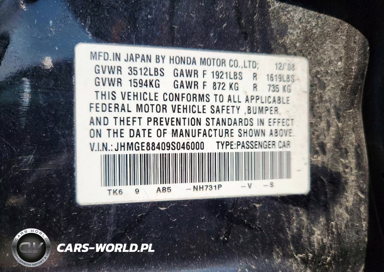 2009 Honda Fit Sport VIN:JHMGE88409S046000 - 12