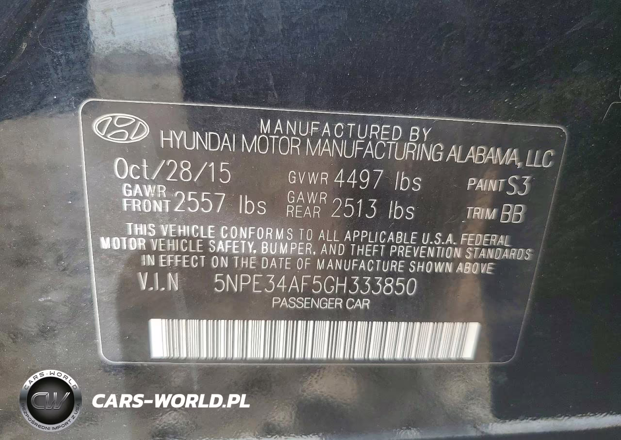 2016 Hyundai Sonata Sport VIN:5NPE34AF5GH333850 - 12