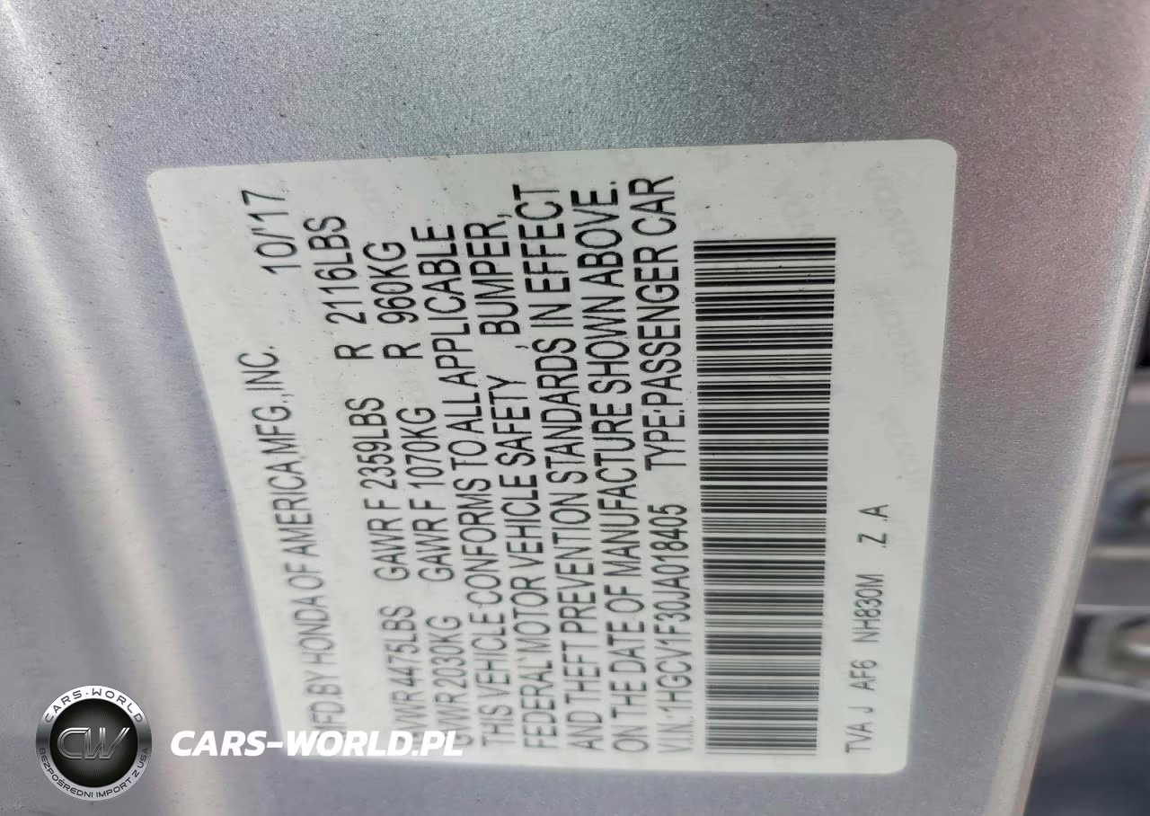 2018 Honda Accord Sport VIN:1HGCV1F30JA018405 - 12