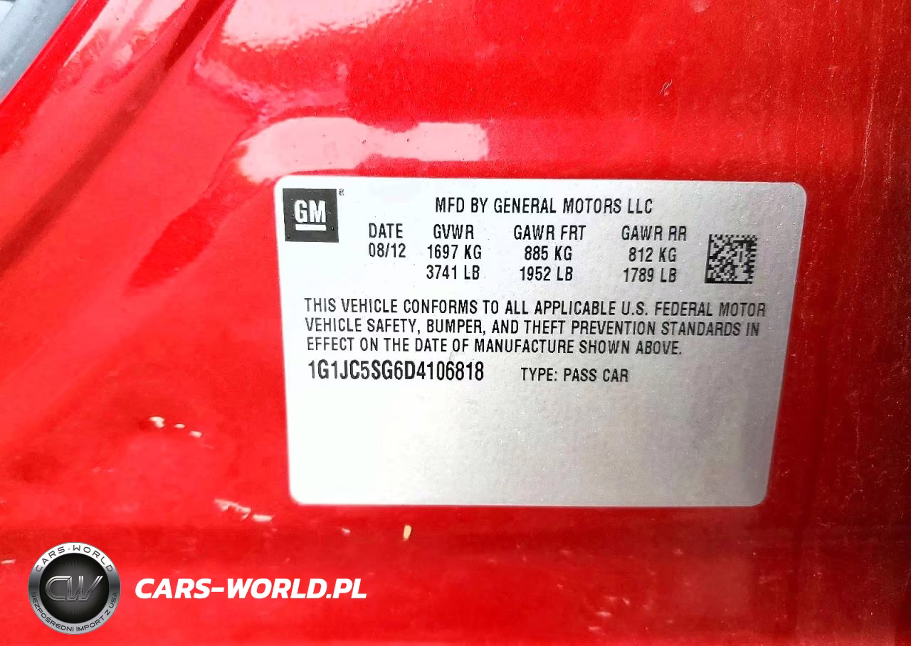 2013 Chevrolet Sonic Lt VIN:1G1JC5SG6D4106818 - 12