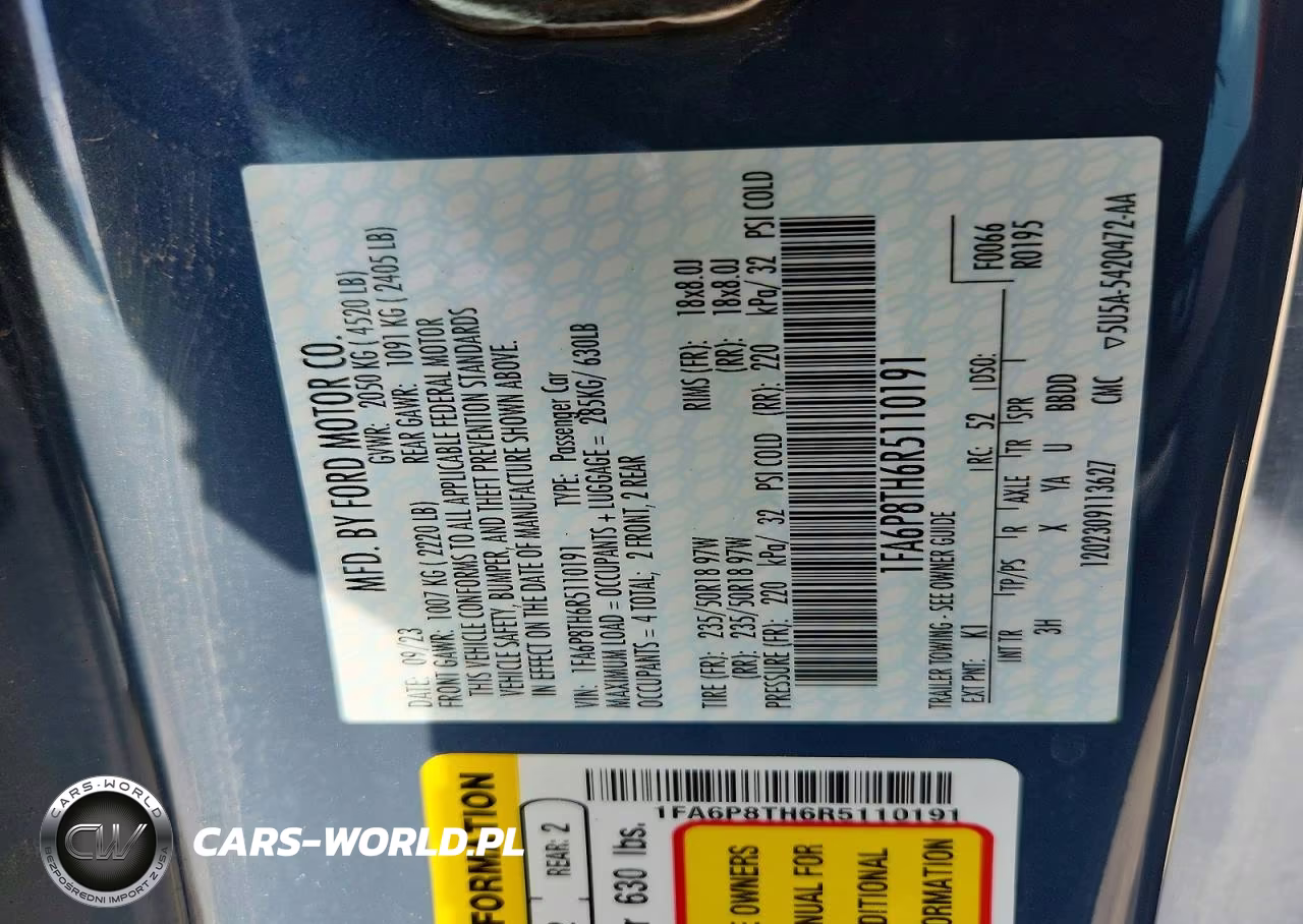 2024 Ford Mustang VIN:1FA6P8TH6R5110191 - 12