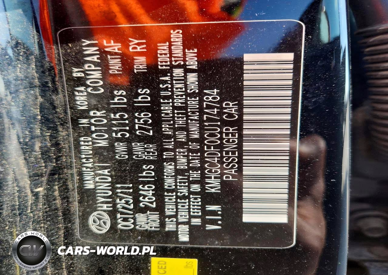 2012 Hyundai Genesis 4.6L VIN:KMHGC4DF0CU174784 - 13