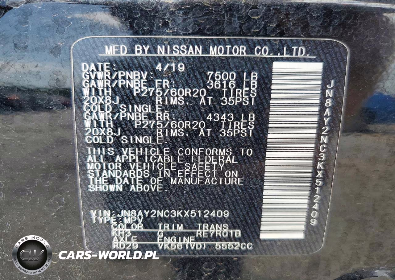 2019 Nissan Armada Sl VIN:JN8AY2NC3KX512409 - 13