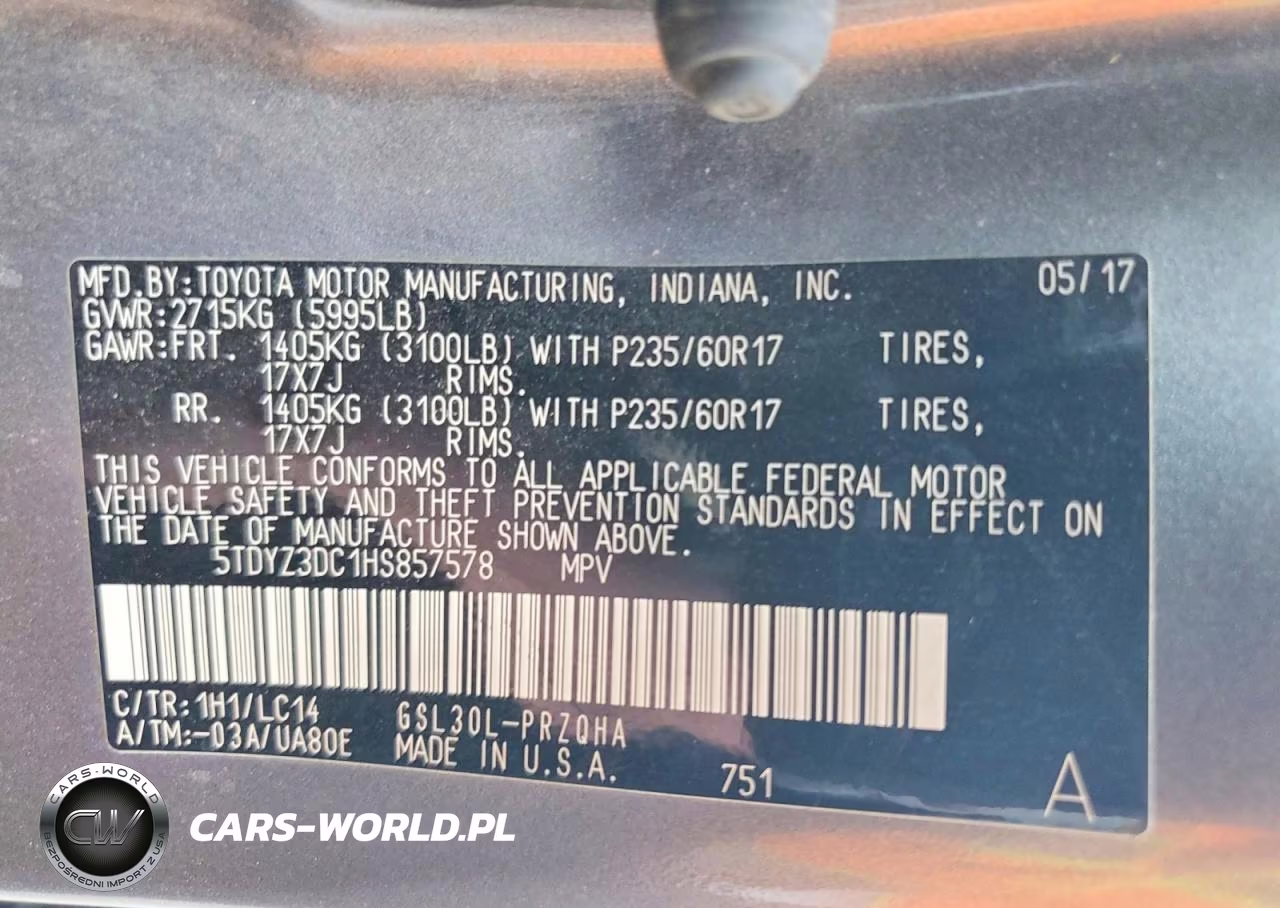 2017 Toyota Sienna Xle Premium 8-Passenger VIN:5TDYZ3DC1HS857578 - 13