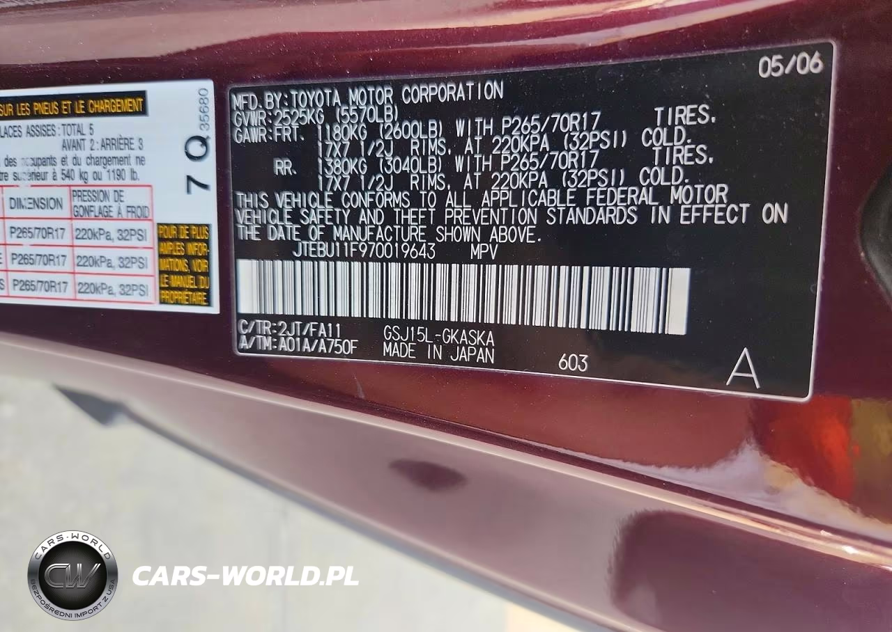 2007 Toyota Fj Cruiser Base VIN:JTEBU11F970019643 - 12