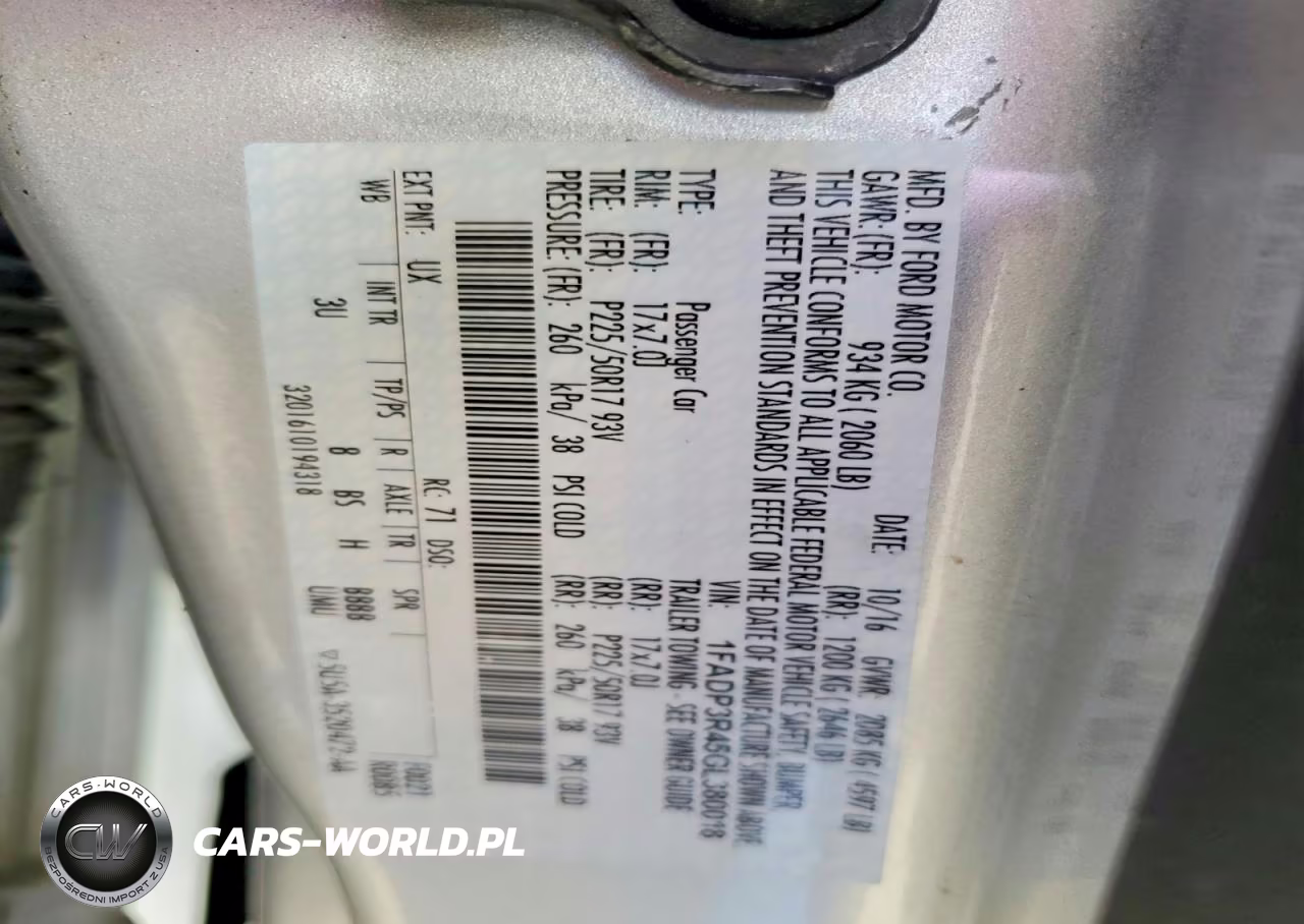 2016 Ford Focus Bev VIN:1FADP3R45GL380018 - 12
