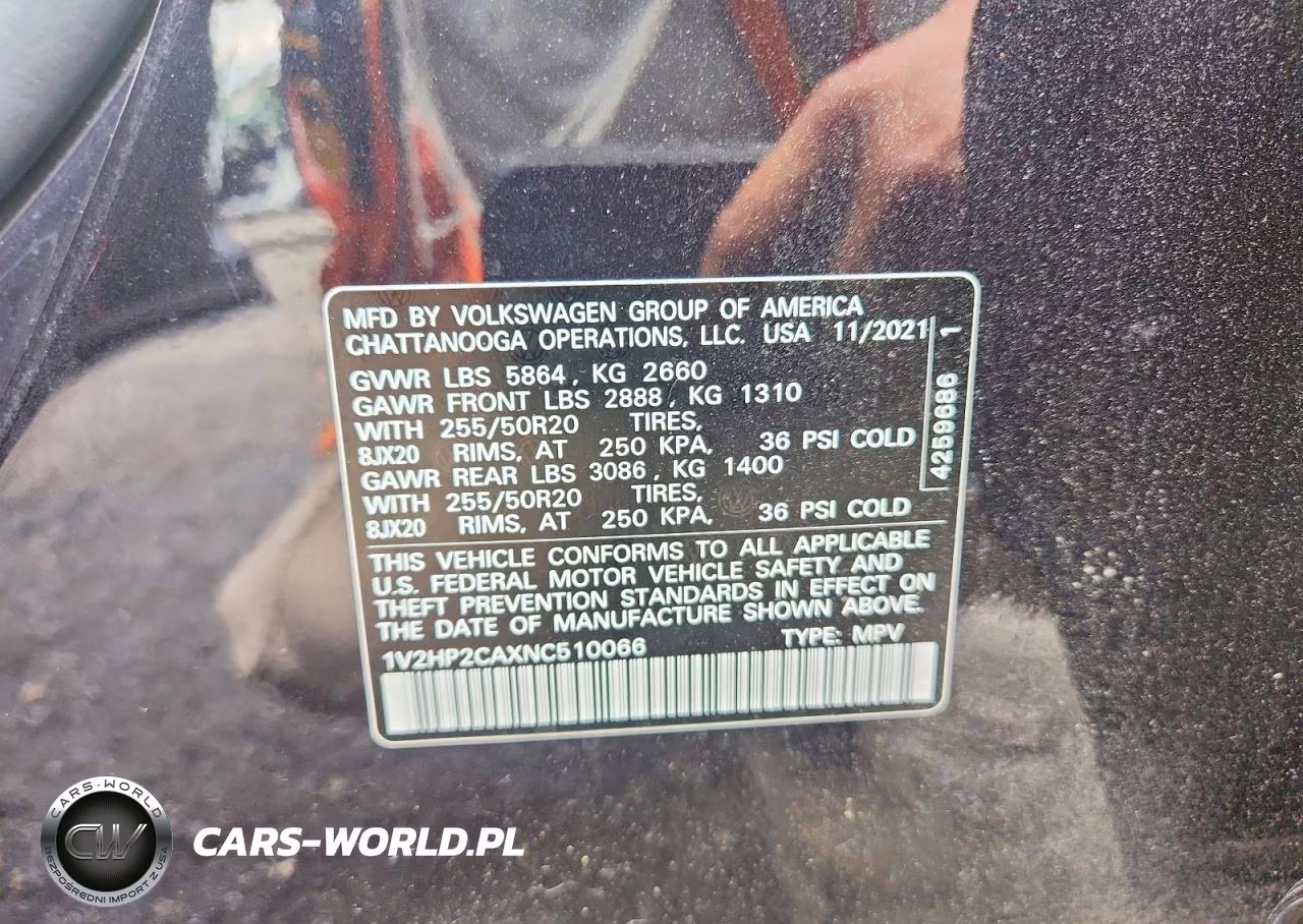 2022 Volkswagen Atlas Se VIN:1V2HP2CAXNC510066 - 13