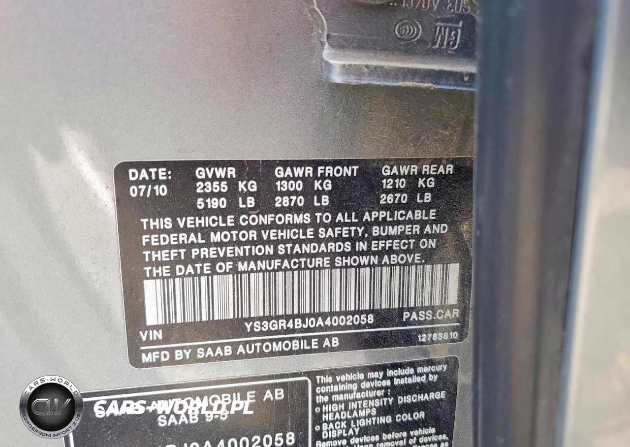 2010 Saab 9-5 Aero VIN:YS3GR4BJ0A4002058 - 12