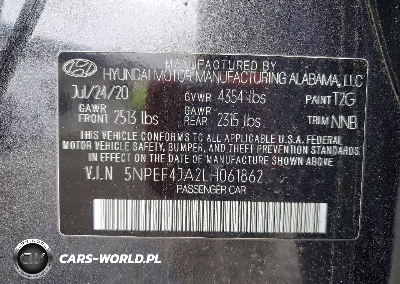 2020 Hyundai Sonata Sel VIN:5NPEF4JA2LH061862 - 13