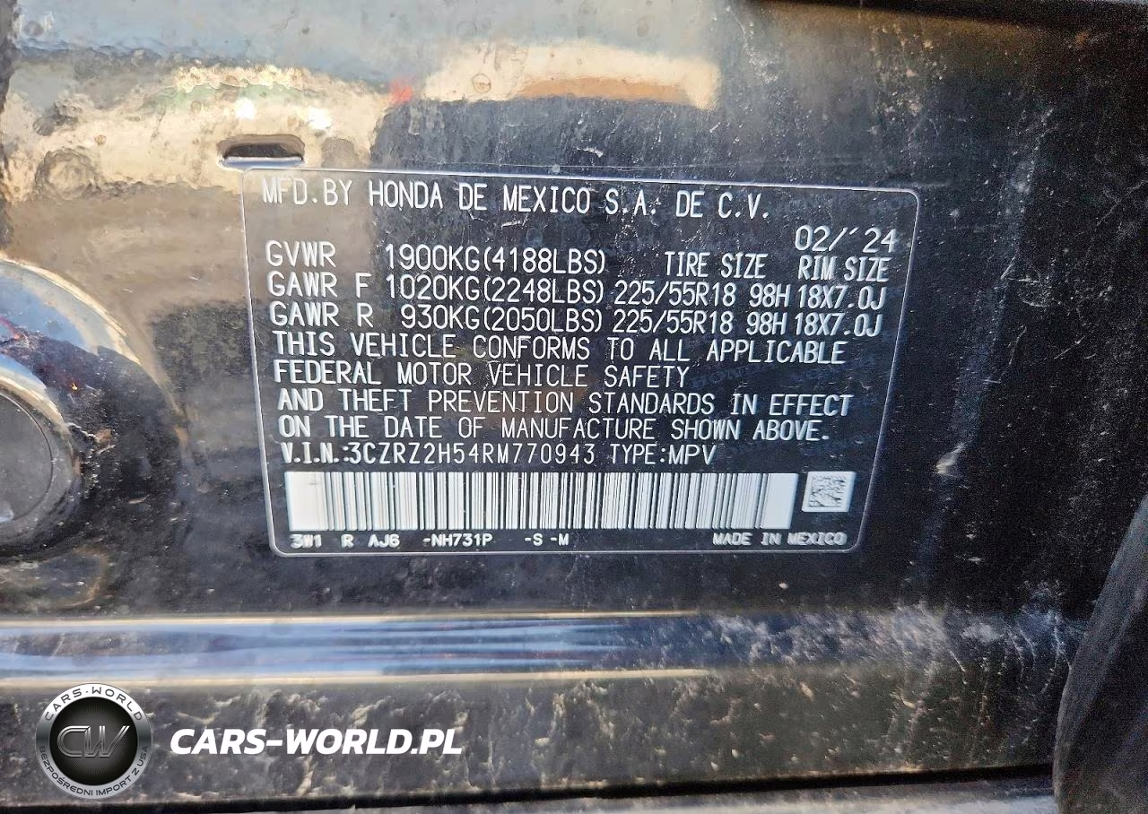 2024 Honda Hr-V Sport VIN:3CZRZ2H54RM770943 - 14