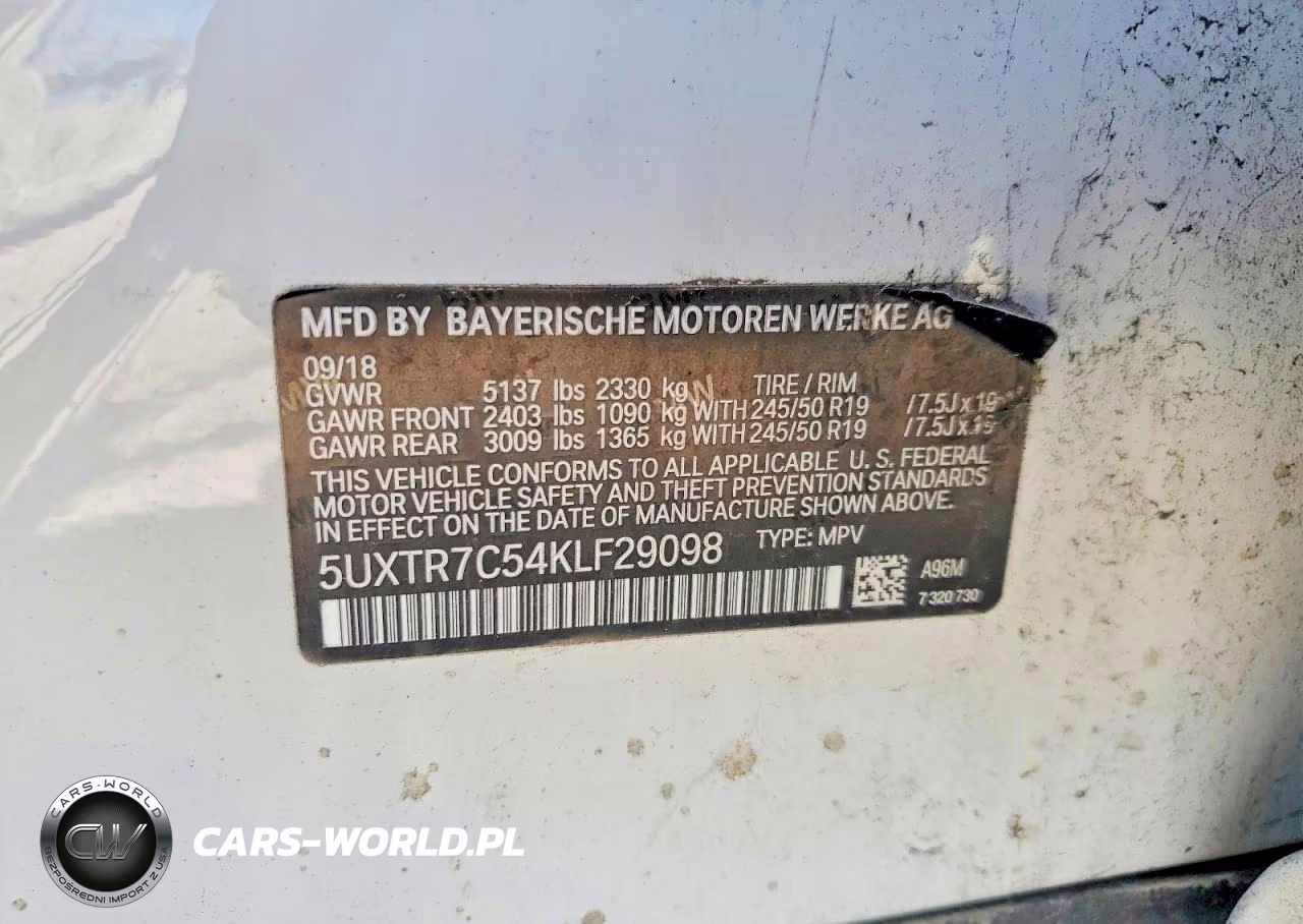 2019 BMW X3 Sdrive30I VIN:5UXTR7C54KLF29098 - 13