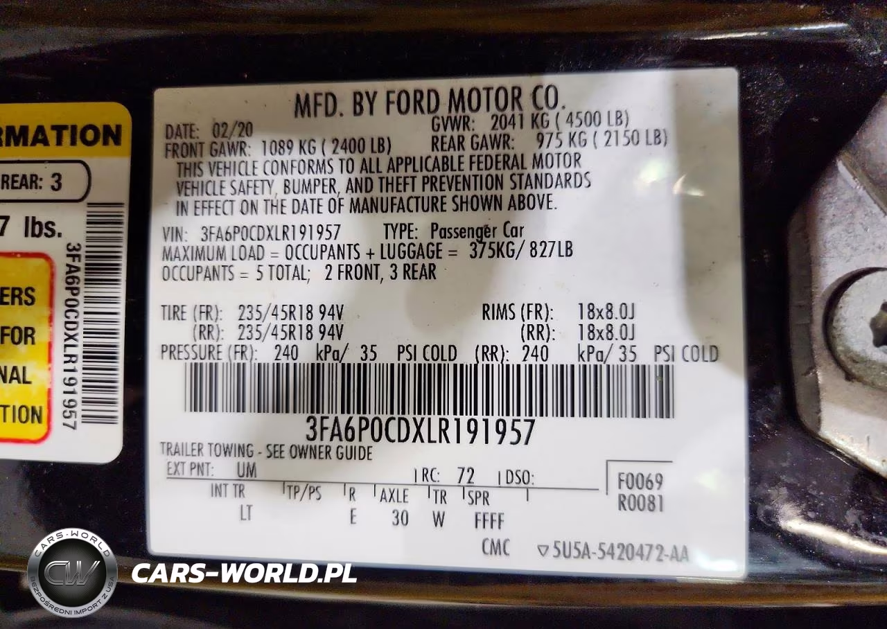 2020 Ford Fusion Sel VIN:3FA6P0CDXLR191957 - 12