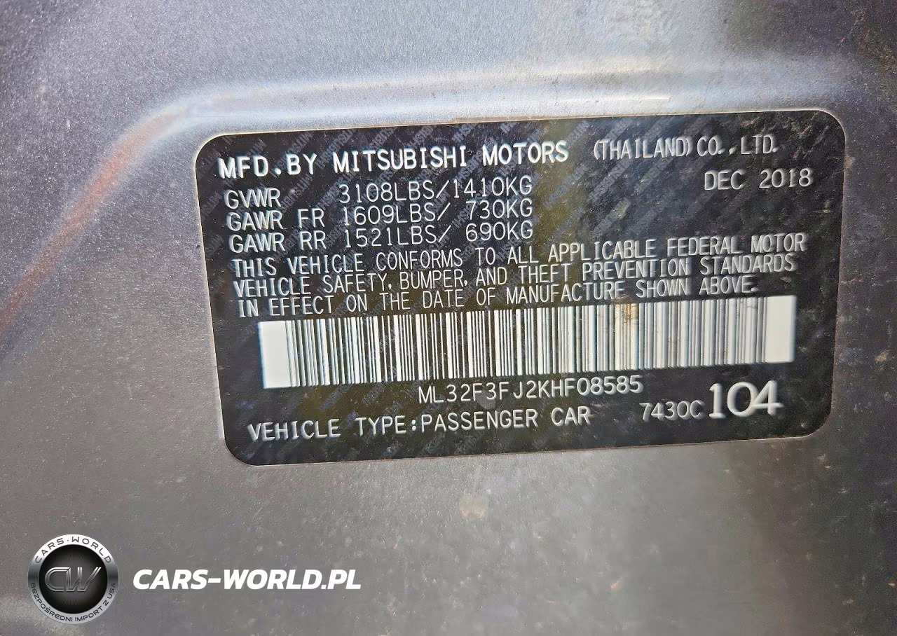 2019 Mitsubishi Mirage G4 Es VIN:ML32F3FJ2KHF08585 - 12