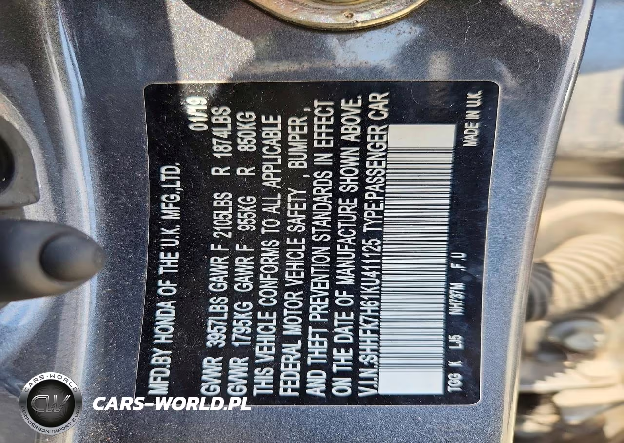 2019 Honda Civic Ex VIN:SHHFK7H61KU411125 - 12