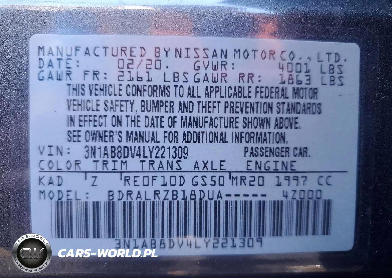 2020 Nissan Sentra Sr VIN:3N1AB8DV4LY221309 - 12