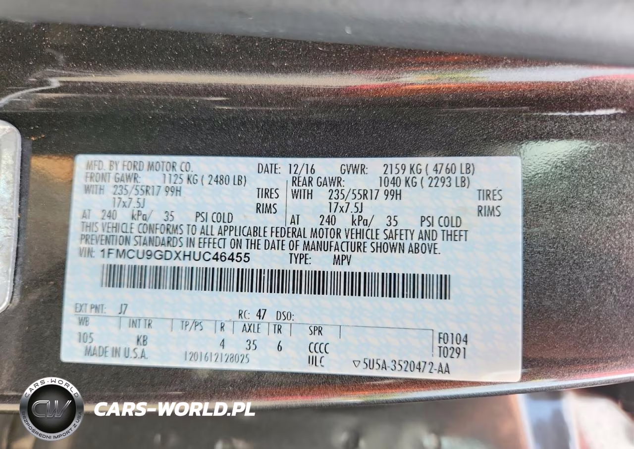 2017 Ford Escape Se VIN:1FMCU9GDXHUC46455 - 13