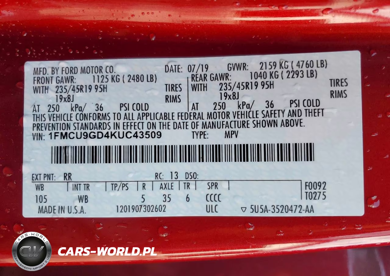 2019 Ford Escape Se VIN:1FMCU9GD4KUC43509 - 13