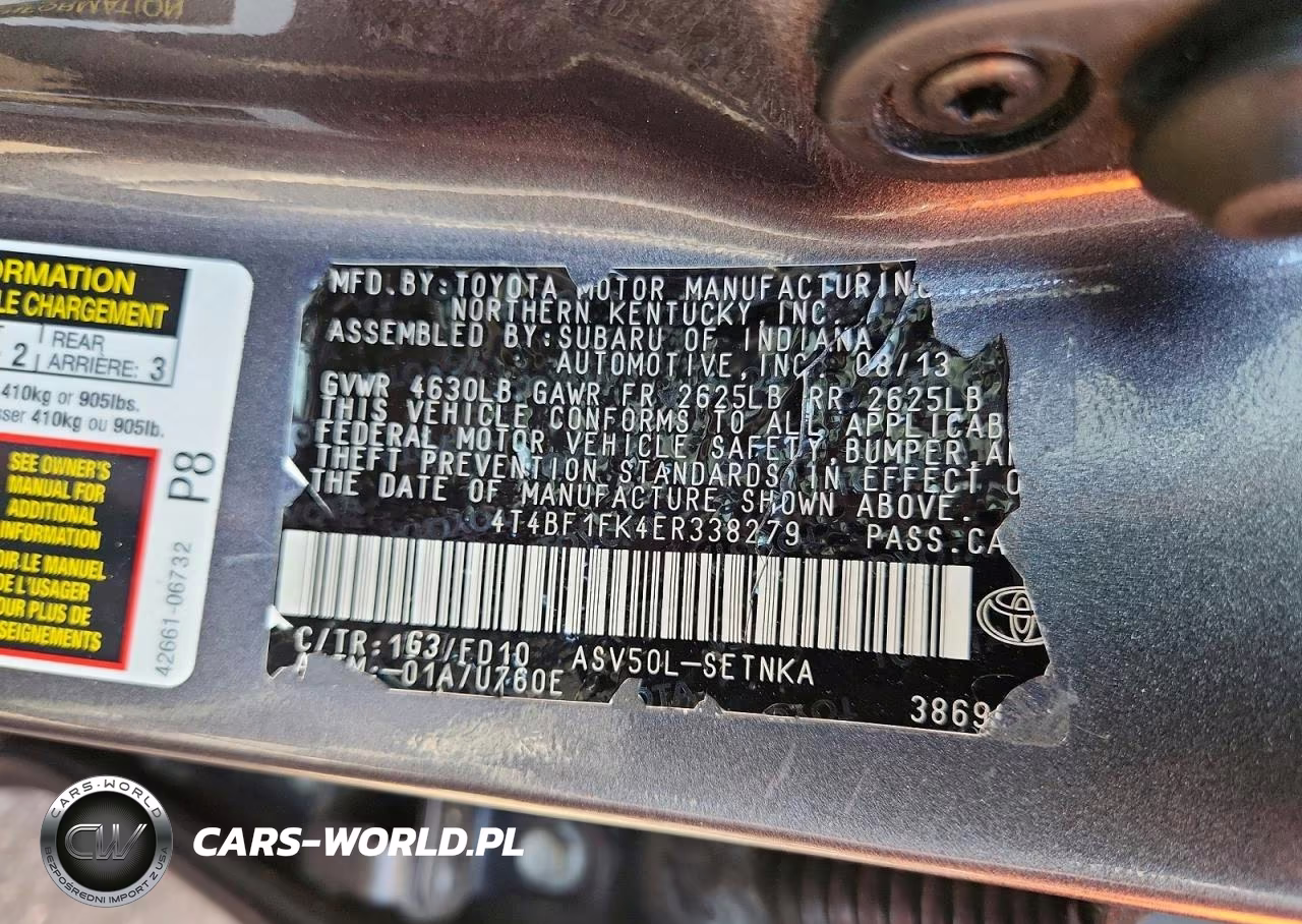 2014 Toyota Camry Le VIN:4T4BF1FK4ER338279 - 12