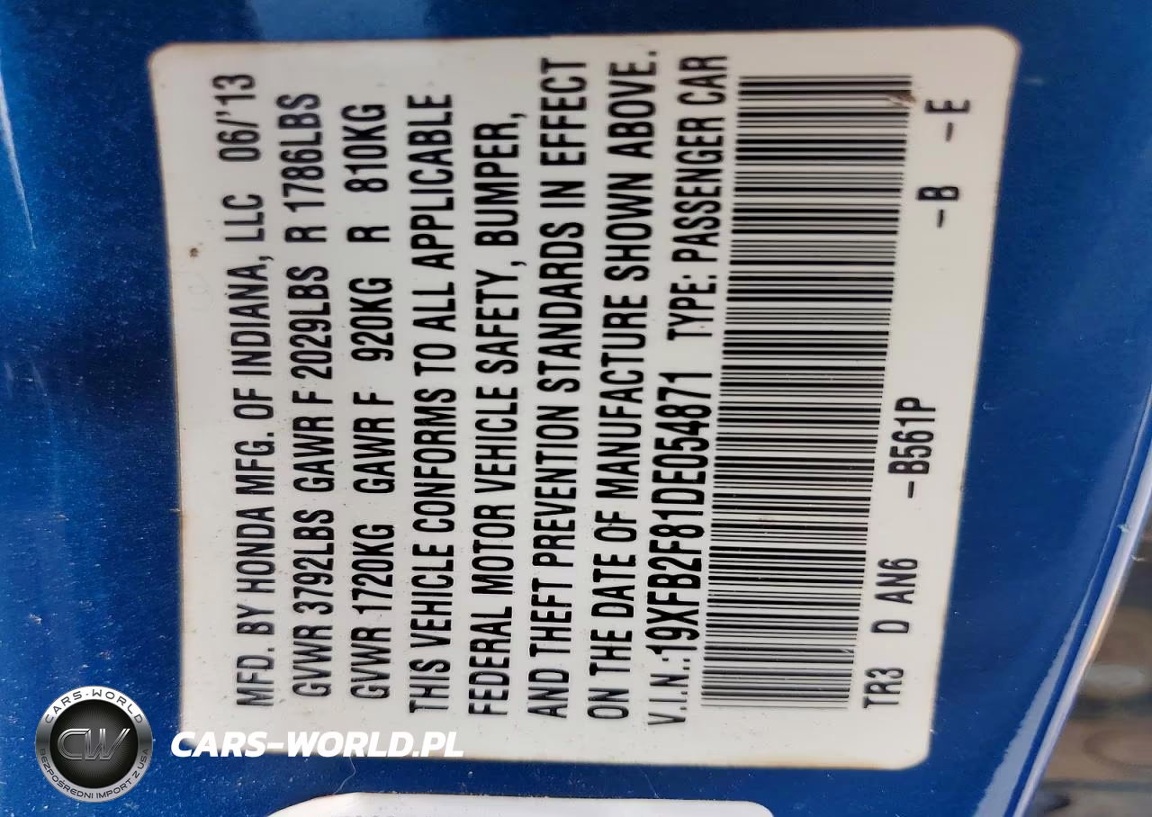 2013 Honda Civic Ex VIN:19XFB2F81DE054871 - 12