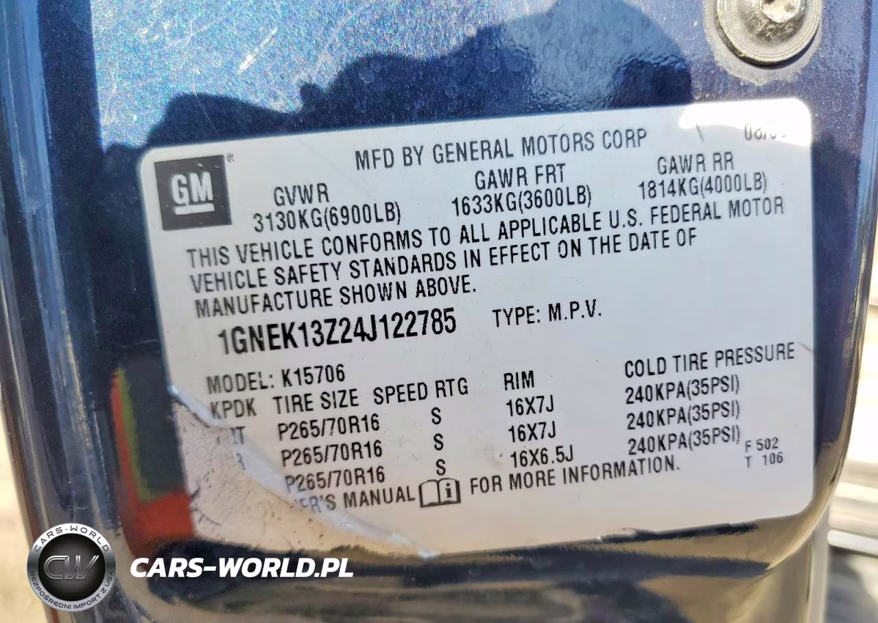 2004 Chevrolet Tahoe K1500 VIN:1GNEK13Z24J122785 - 13